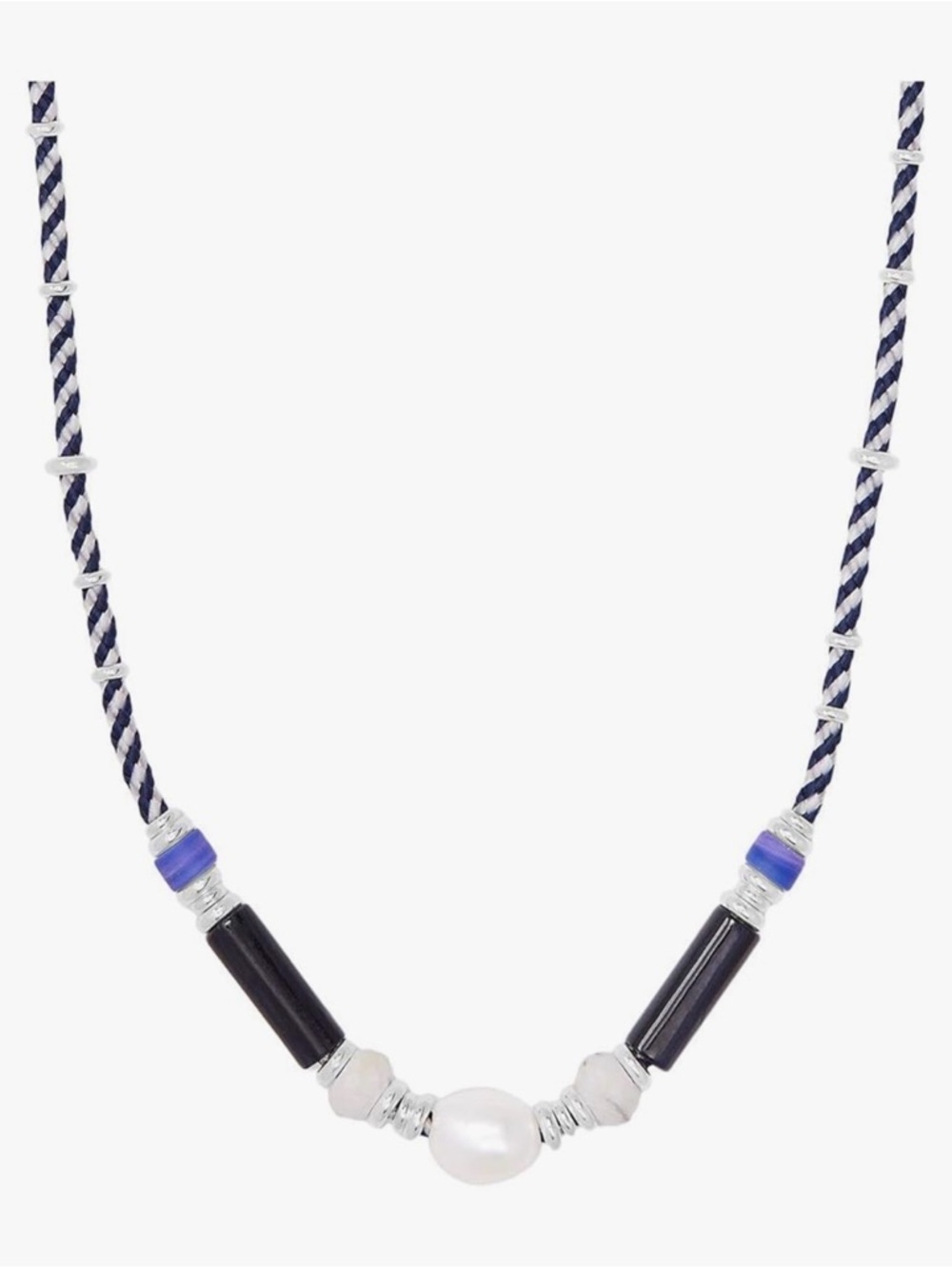 Kendra Scott Navy, Black and White Pearl Cord Choker Necklace